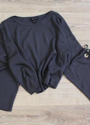 Серый свитер, кофта, рукава воланы4 фото