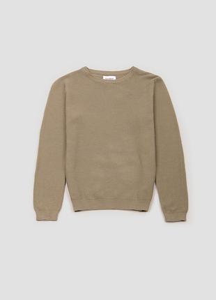 Свитер джемпер хлопковый зеленый с круглым вырезом pull & bear