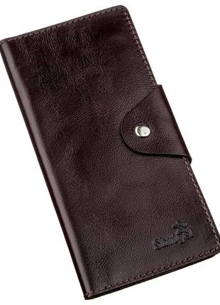Бумажник вертикальный из кожи алькор на кнопках shvigel 16171 коричневый