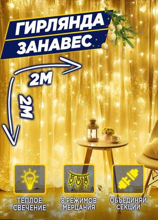 Гірлянда штора, гірлянда-завіса 2*2