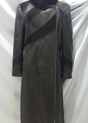Плащ жіночий натуральна шкіра в норкою 52 р-р