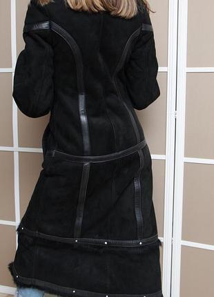 Чёрная дубленка из натуральной кожи