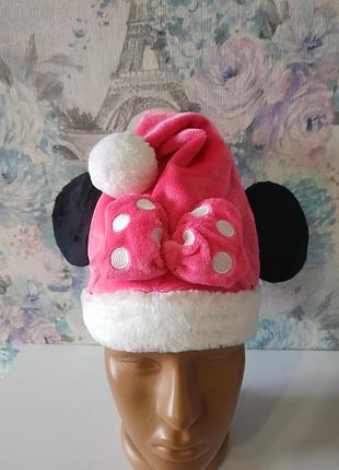 Дитяча новорічна шапка санта клауса,ковпак санти, новорічна шапка з мінні маус для дівчинки