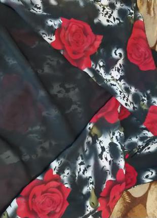 Сарафан пеньюар ночнушка черная с розами2 фото