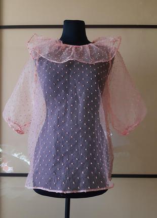 Прозрачная блуза с объемными рукавами, стильным воротничком asos1 фото