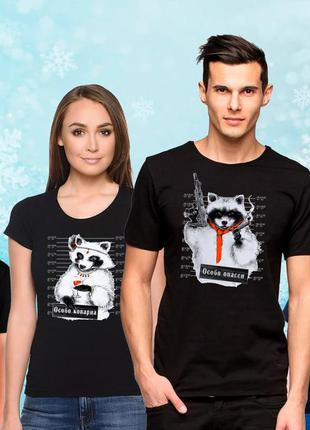 Футболки новогодние фэмили лук family look для всей семьи "еноты гангстеры" push it