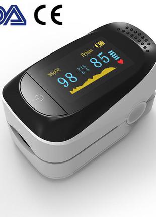 Пульсоксиметр напалечный oximeter de4b-bw. пульсометр оксиметром на палець. вимірювач пульсу, кисню на палець1 фото