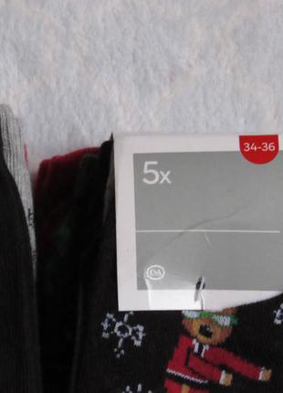 Носки новогодние комплект 5 пар раз.34 - 36, 43 - 46 от c&a новые3 фото