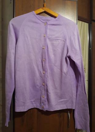 Фиолетовая кофта на пуговицах, лиловая накидка, сиреневая туника, женская кофта8 фото