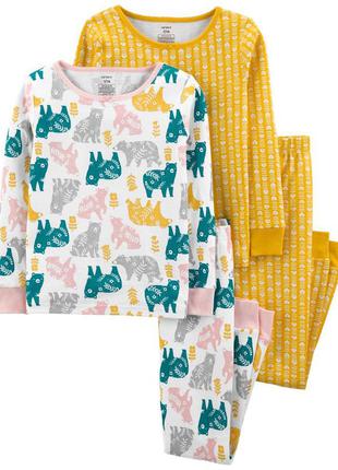 Медведи сердечки пижама  для девочки бренд carter's картерс