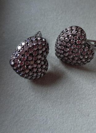Сережки срібні, серги, серебряные с камнями1 фото