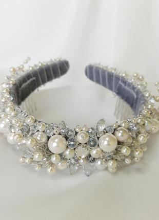 Обруч-ободок для волос хрустальный, жемчужный ksenija vitali