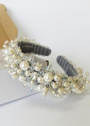 Обруч-ободок для волос хрустальный, жемчужный ksenija vitali