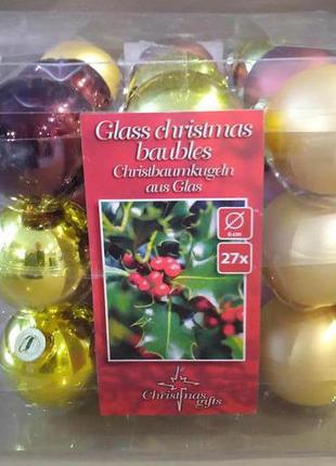 Набор стеклянных шаров christmas gift d 6 см 27 шт ассорти (матовые и глянцевые) коричнево-золотые3 фото