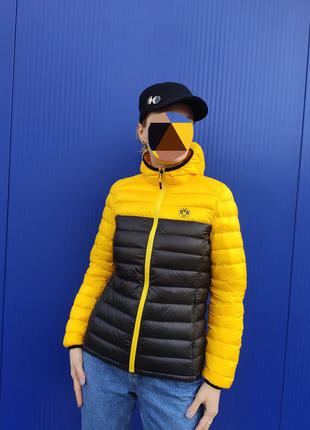 Пуховик черный желтый куртка демисезонная треккинговая от bvb 092 фото