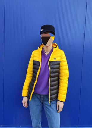 Пуховик черный желтый куртка демисезонная треккинговая от bvb 096 фото