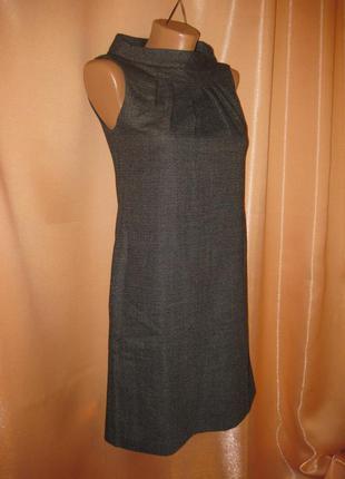 Деловое теплое платье-туника безрукавка cue, 6р, км1029, натуральная шерсть 59% маленький размер7 фото