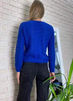 Кофта свитер h&m цвет электрик василькового цвета в орнамент вязаный зимний тёплый3 фото