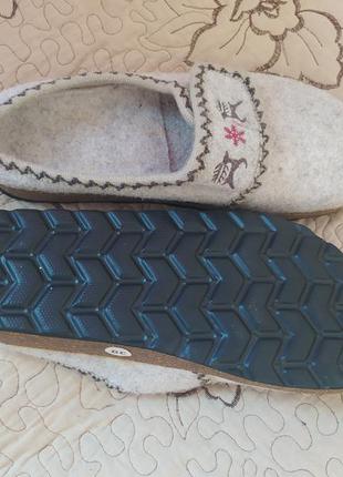 Ортопедические домашние тапки, овчина, на липучке с красивым узором