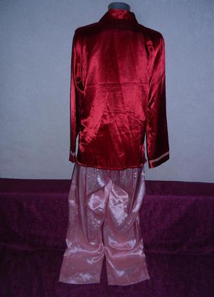 48/l/16 primark,англия!роскошная красно розовая атласная пижама новая2 фото