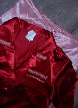 48/l/16 primark,англия!роскошная красно розовая атласная пижама новая4 фото