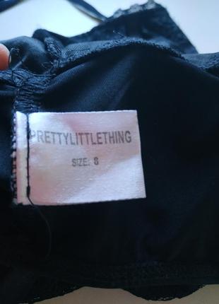 Чорний мереживний боді від prettylittlething 8 розмір7 фото