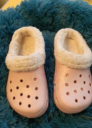 Утепленные шлепанцы кроксы crocs j 1-3 р, 30-32 р