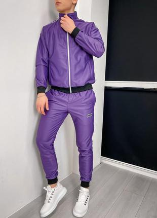 Костюм мужской олимпийка штаны фиолетовый турция / комплект чоловічий кофта штани фіолетовий7 фото