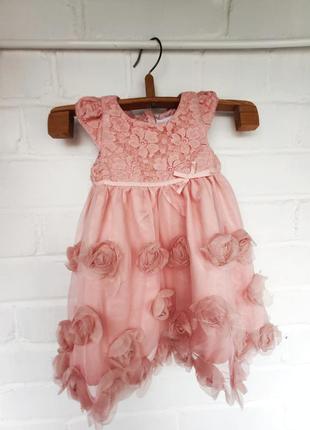Платье нарядное розовое на девочку1 фото