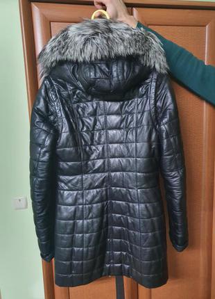 Шуба трансформер куртка натуральна шкіра з чорнобуркою4 фото
