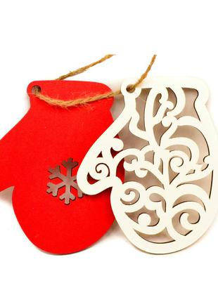 Мега-набір ялинкових іграшок 18 шт червоно-білі дерев'яні новорічні ялинкові прикраси на ялинку6 фото