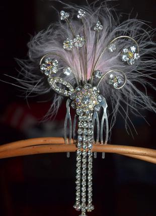 Новая роскошная корона с перьями - украшение для волос