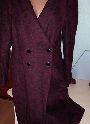 Демисезонное двубортное пальто бордо3 фото