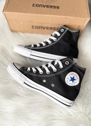 Классные женские высокие кеды converse chuck taylor all star high black чёрные5 фото