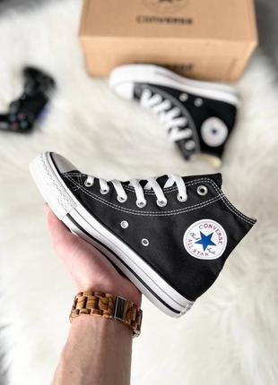 Классные женские высокие кеды converse chuck taylor all star high black чёрные8 фото