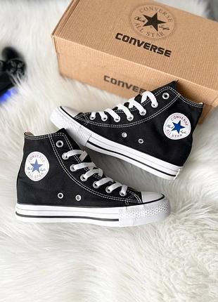 Классные женские высокие кеды converse chuck taylor all star high black чёрные