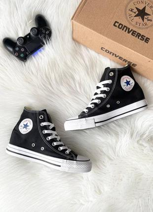 Классные женские высокие кеды converse chuck taylor all star high black чёрные3 фото