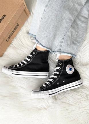 Классные женские высокие кеды converse chuck taylor all star high black чёрные6 фото