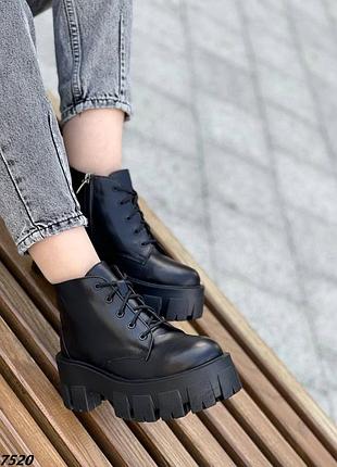 Ботинки кожаные ботиночки на зиму зимняя обувь из кожы