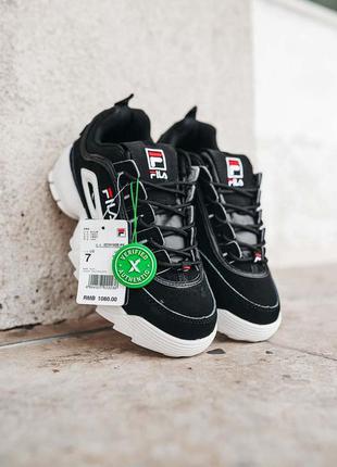 Крутейшие женские кроссовки fila disruptor 2 black \ white stockx чёрные