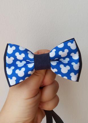 Краватка-метелик міккі маус синій з білим / метелик міккі синій з білим