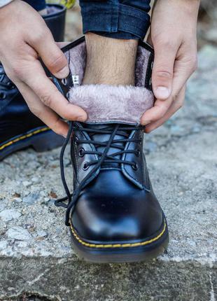 Черевики доктор мартенс dr. martens 1460 black хутро5 фото