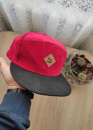 Вельветовая кепка снебпек puma core flat brim snapback