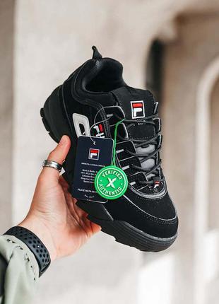 Класні жіночі кросівки fila disruptor 2 black stockx чорні