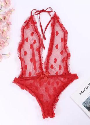 Боді сітка в принт серце ❤️ b-03