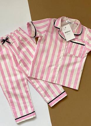 Рожева дитяча піжама, рубашка з коротким рукавом та штани