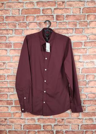 Бордовая рубашка h&m easy iron