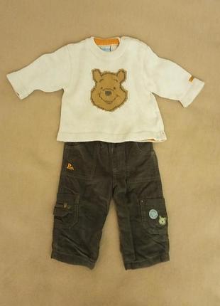 Дитячий теплий комплект на хлопчика h&m disney вінні 74 см 6-9 міс кофта штани костюм осінь зима