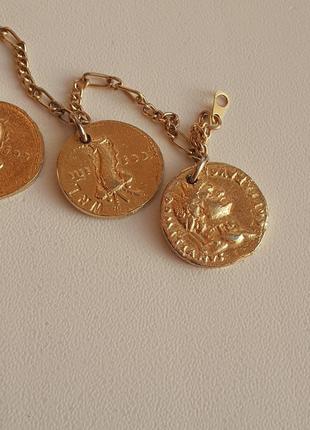 Браслет в металле золотого тона с монетками2 фото