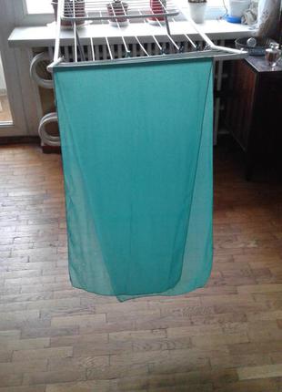 Зеленый шифоновый полупрозрачный однотонный шарф